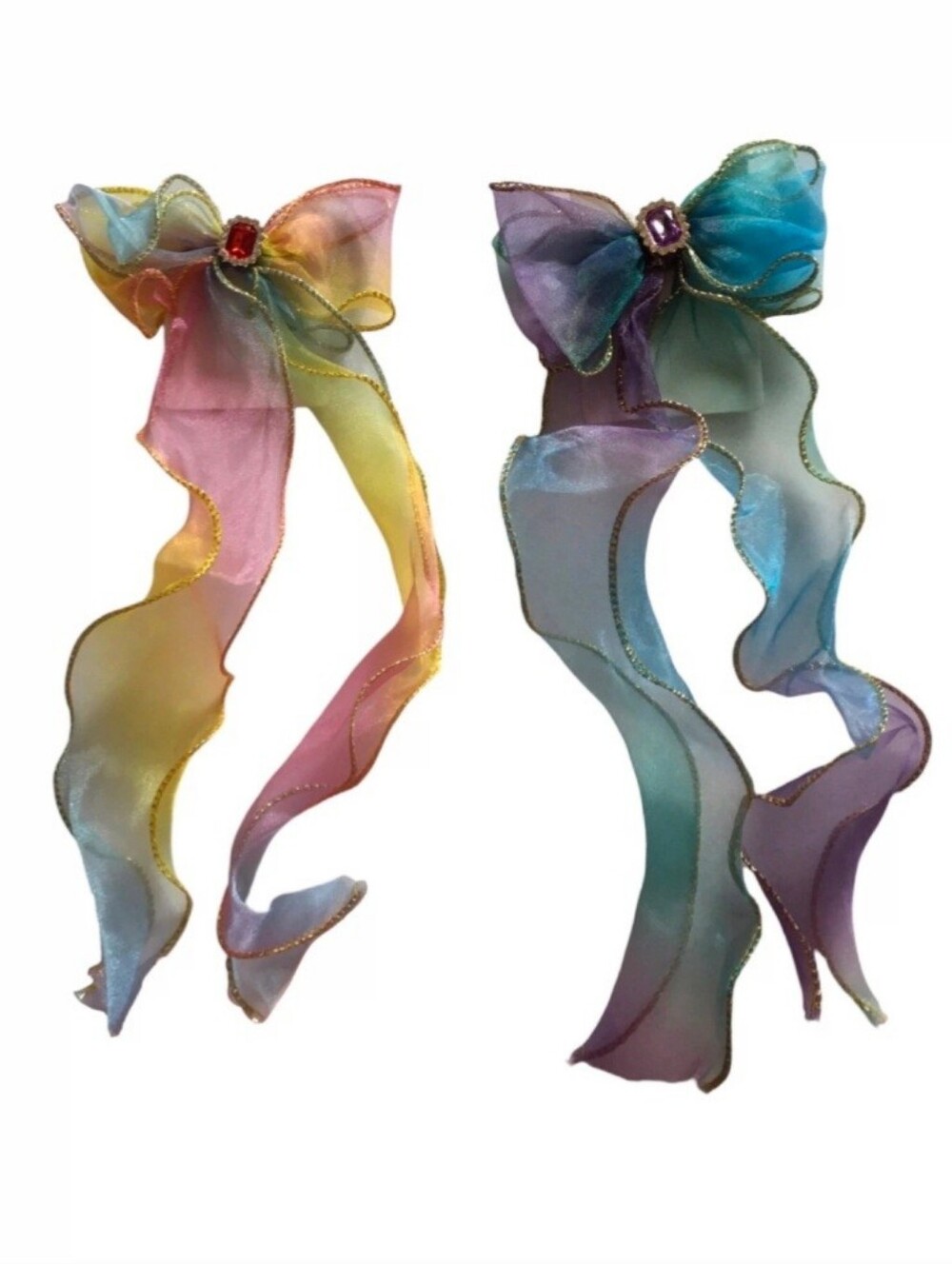 2pc Colorful Ombre Tulle Bow Set
